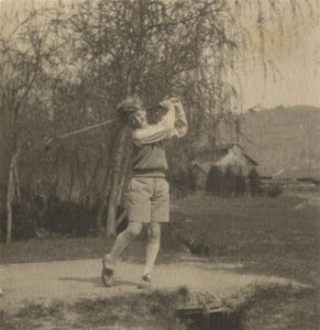 Playing golf, late 1920s Playing golf, late 1920s